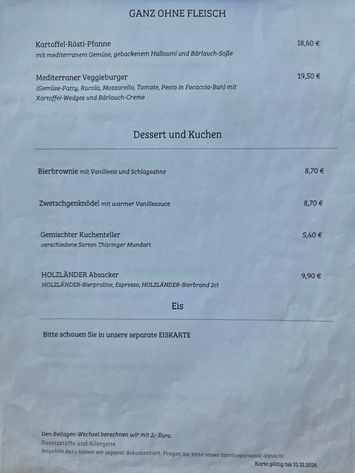 Speisekarte Seite 2